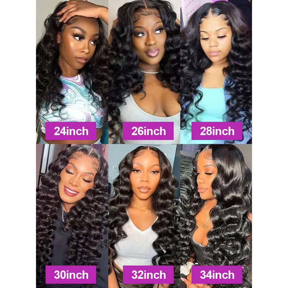 40Inch 250 Density Nature Water Curly 13x4 13x6 HD Loose Deep Wave Lace Frontal Human Hair Wigs For Women