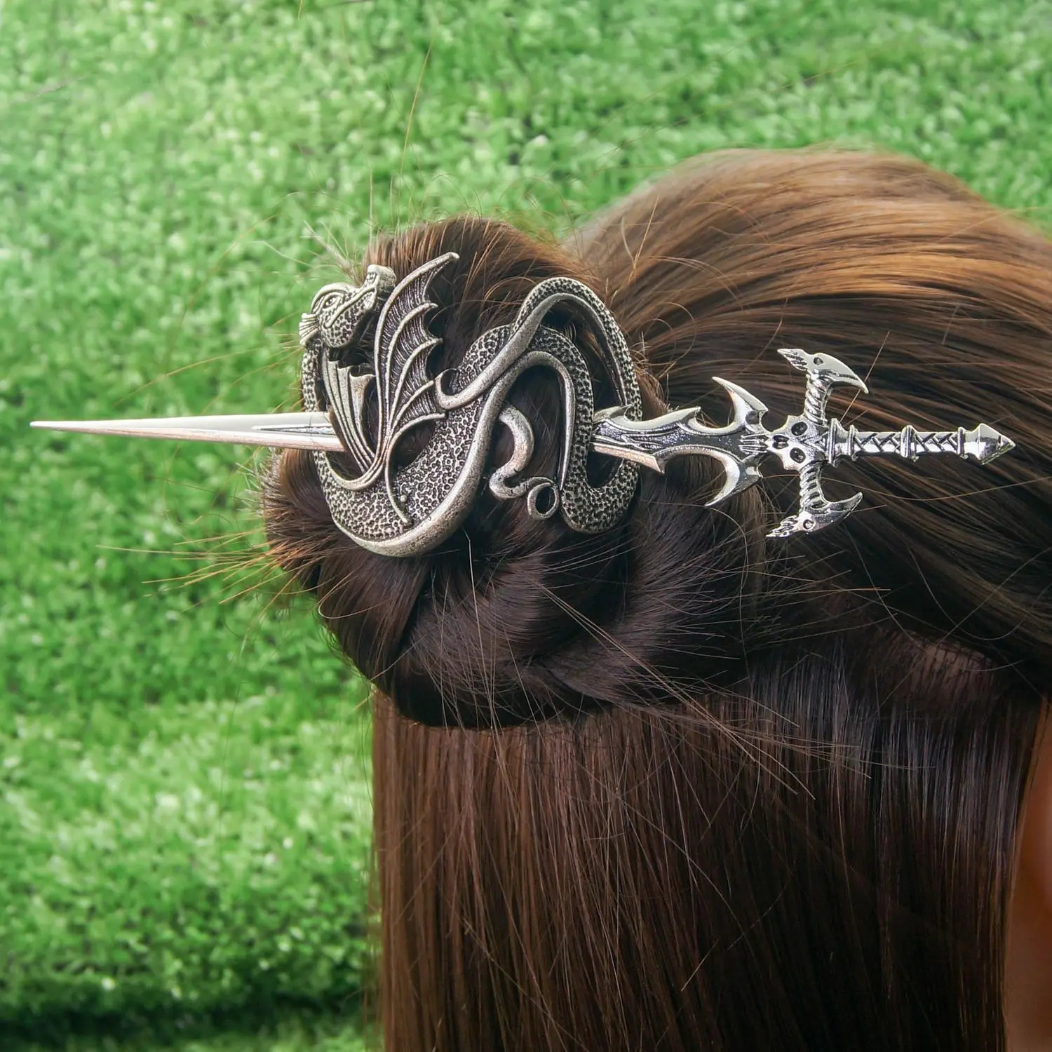 Vintage Viking Celtic Dragon Knot Hair Clip Skull Sword Hair Clip Female Hair Decoration Gift 241018