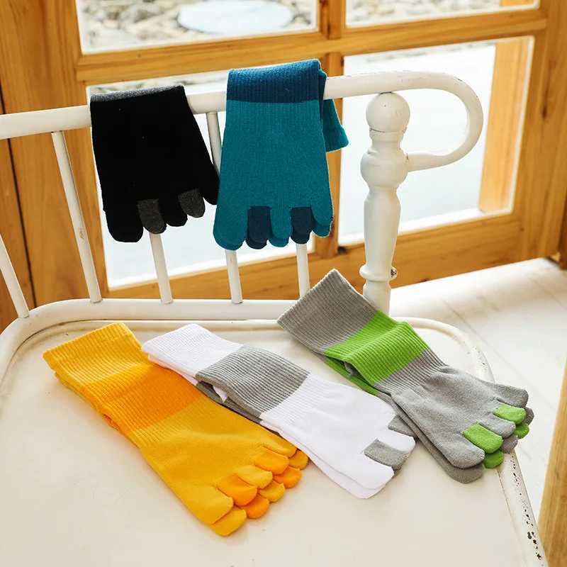 5 Pairs Mens Split Toe Socks Autumn Winter Thick Sports Compression Sweat absorbing Anti friction Cotton 5 Finger Socks FashionXJ241019