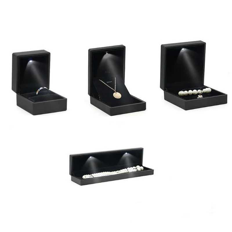 Deluxe Bracelet Box Square Wedding Ring Used for Case Jewelry Gift Box with LED Light Used for Proposed Engagement Wedding W241019