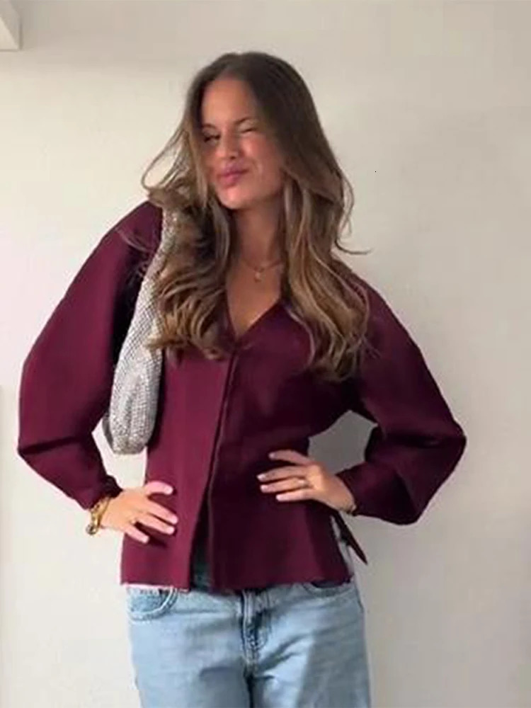 Casual Knitted Womens 2-piece V-neck Long sleeved Sweater A-line Ski Wine Red Womens Set Autumn Fashion Womens Wear 241018