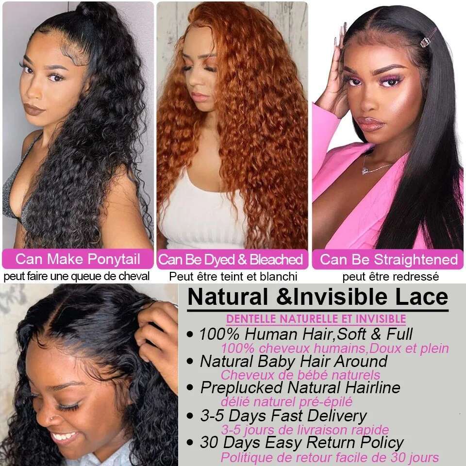 Deep Wave 13x4 Frontal Human Hair Wig Brazilian 13x6 Water Curly Lace Front Wigs PrePlucked Remy MYLOCKME