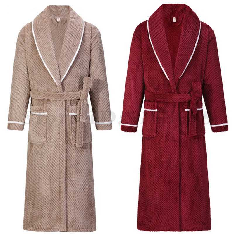 Winter Thicken Warm Mens Sleepwear Bathrobe Gown Large Size 4XL Couple Flannel Long Robe Nightwear Coral Fleece Home ClothesXJ241018
