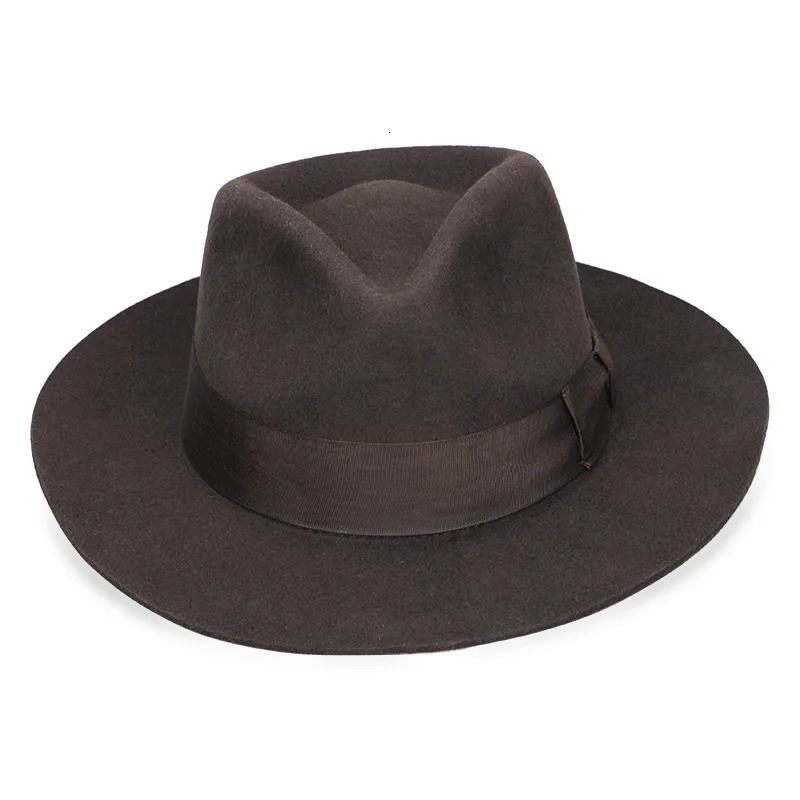 British Fedora Gangster Hat Mens 100% Wool Felt Hat 60cm XXL Large Size Satin Lining High Quality Ship in Box 241018