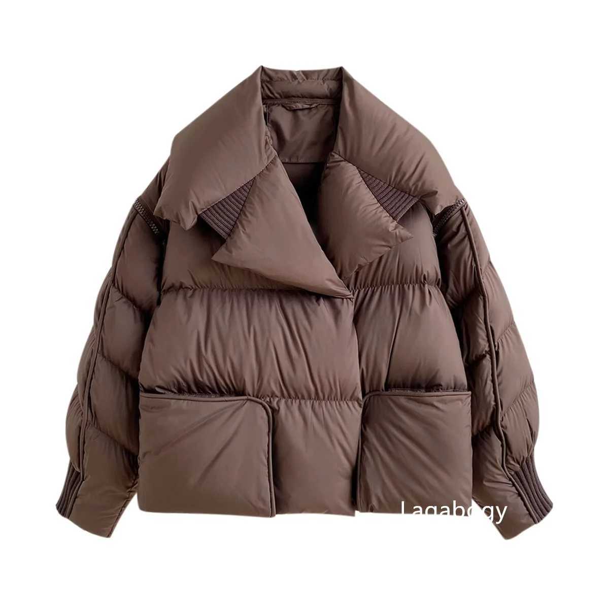 Women's Down Parkas Lagabogy 2024 Winter Inflatable Jacket Womens Shorts 90% White Duck Down Jacket Womens Shirt Warm Parkas Detachable Slves Jac