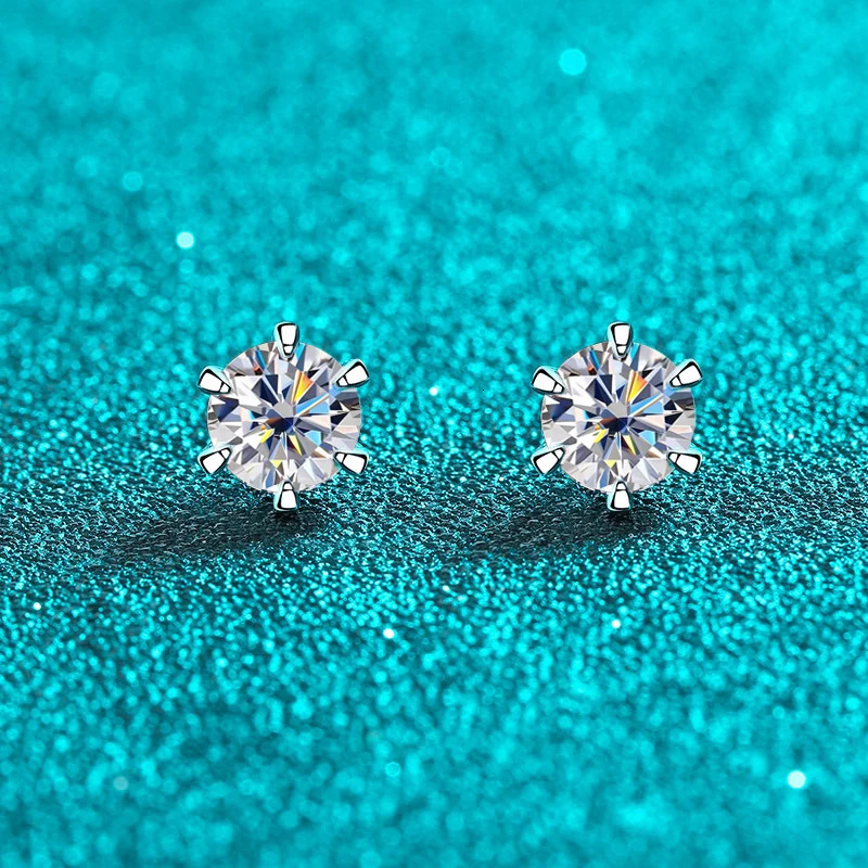 KNOBSPIN 1ct earrings suitable for womens weddings exquisite jewelry GRA s925 sterling silver plated 18k white gold stud earrings 241018