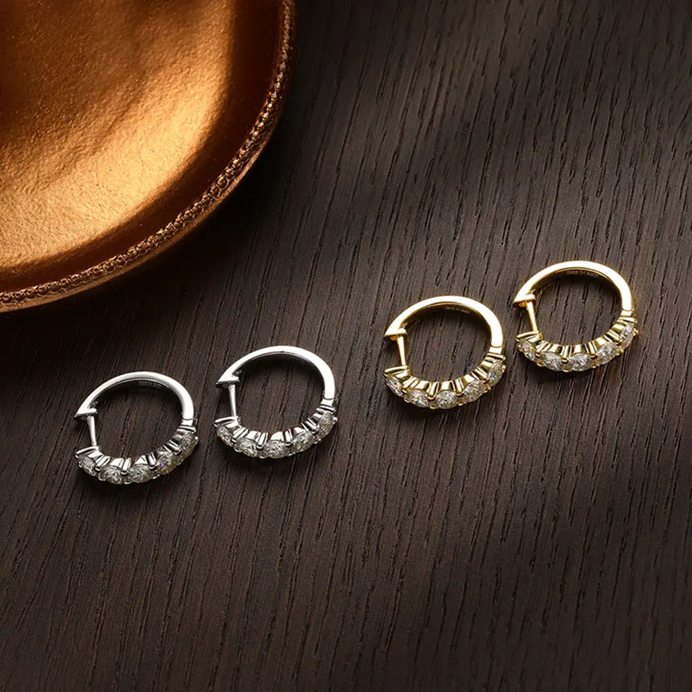 KNOBSPIN D Colored Silica Ring Earrings 925 Pure Silver Plated 18k White Gold Earrings Suitable for Womens Sparkling Exquisite Jewelry 241018