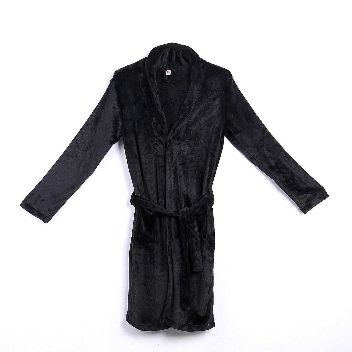 Mens Plush Fleece Robe Shawl Collar Long Robes with Pockets Cozy Warm Bathrobe House Robes Fuzzy Male Spa RobeXJ241018