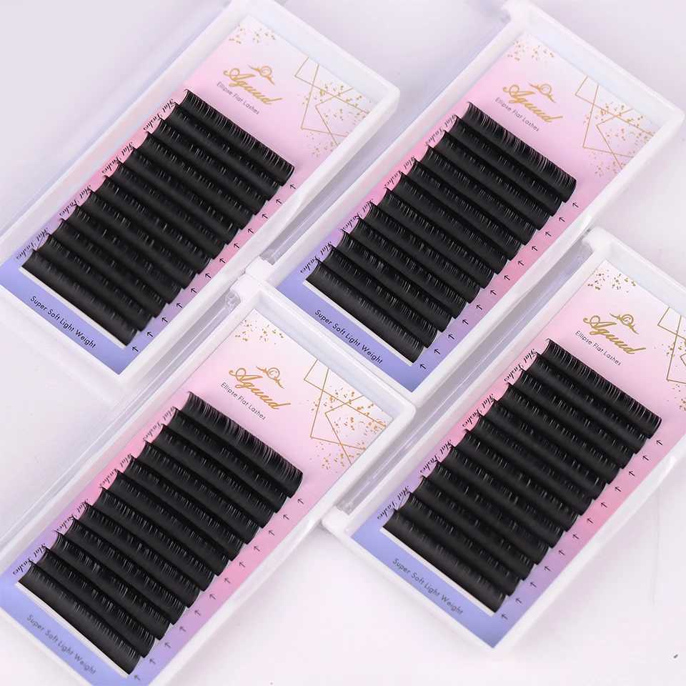 AGUUD B C CC D DD Curl 7mm Matte Flat Lashes Ellipse False Individual Mink Eyelash Split Tips 7mm Short Flat Eyelash ExtensionsXJ241019