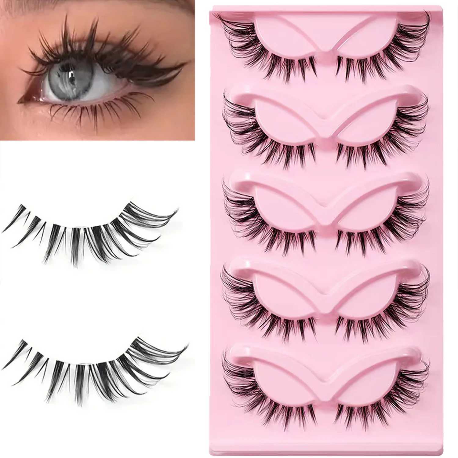 5 pairs of new Chinese style false eyelashes whole cool fox style slanted flight naturally thick elongated tail light EuropeXJ241019
