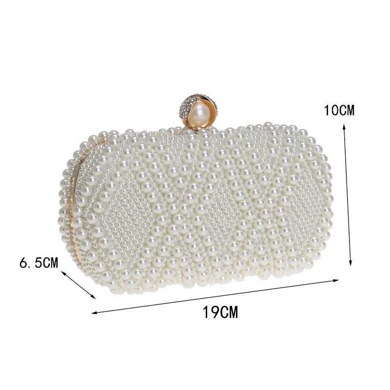 Bead wedding clutch evening bag Rhinestone pearl handbag with chain shoulder metal party wallet diamond holder Y241019