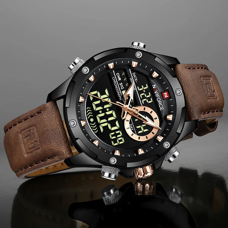 NAVIFORCE digital mens military watch waterproof LED quartz sports large Relogios Masculino 241009