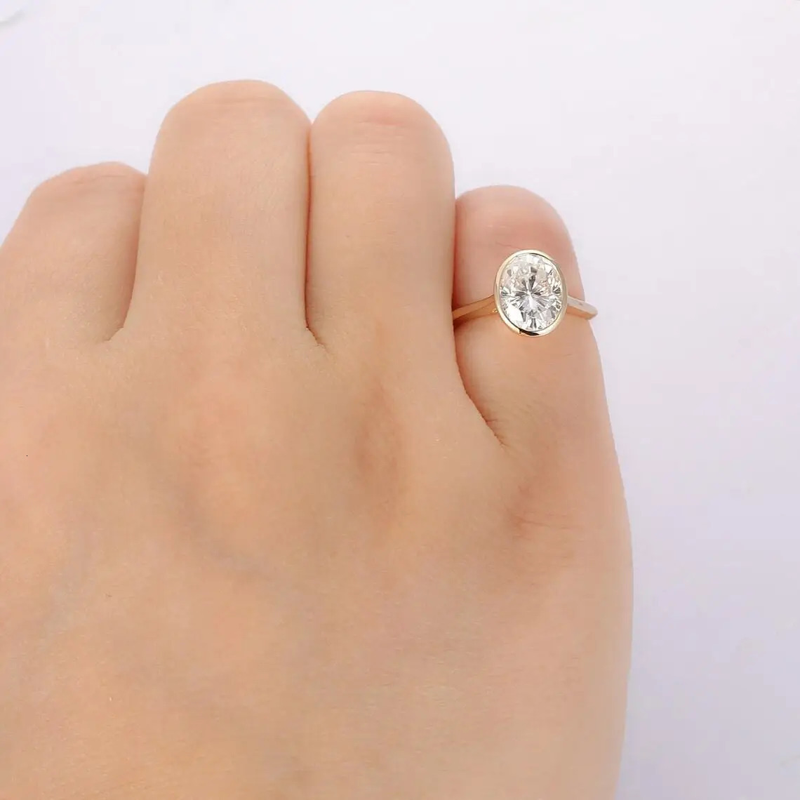 Minimalist oval cut engagement ring 925 sterling silver 1ct 2ct womens card ring gold-plated certificate 241007