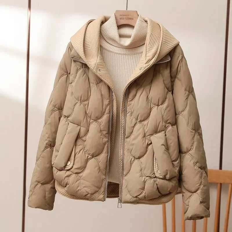 2024 New Winter Jacket Women Warm Parkas Female Fake Two-piece Long Sleeve Casual Cotton Padded Jacket Hooded Outwear LadiesX241019