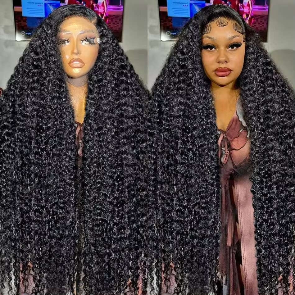 300 Density 13x6 Hd Deep Frontal 30 34inch Glueless Wigs 100% Human Hair Water Wave Curly Lace Front Wig For Women