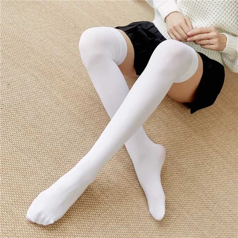 Socks Hosiery Solid Color Stocking Sexy Black White Long Stocks Over-the-calf Socks Lolita JK Cosplay Socks Womens Hosiery Thigh Stockings Y2408330S61