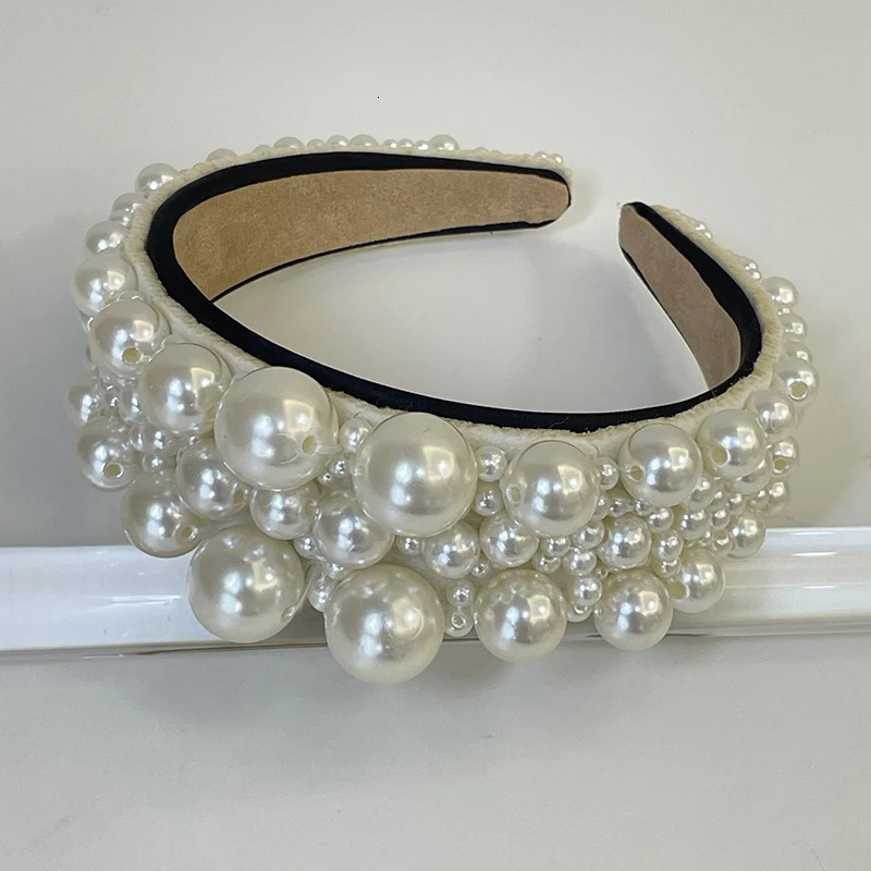 Womens Baroque Luxury Bohemian Big Pearl Flower Head with Adult Hair Accessories Hair Jewelry 241018