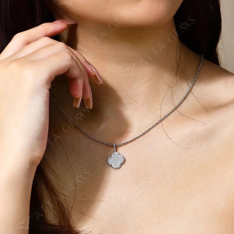 Attachment Womens D-color Full Round Necklace S925 Solid Silver Sparkling Pendant Engagement Wedding Party Gift 241018