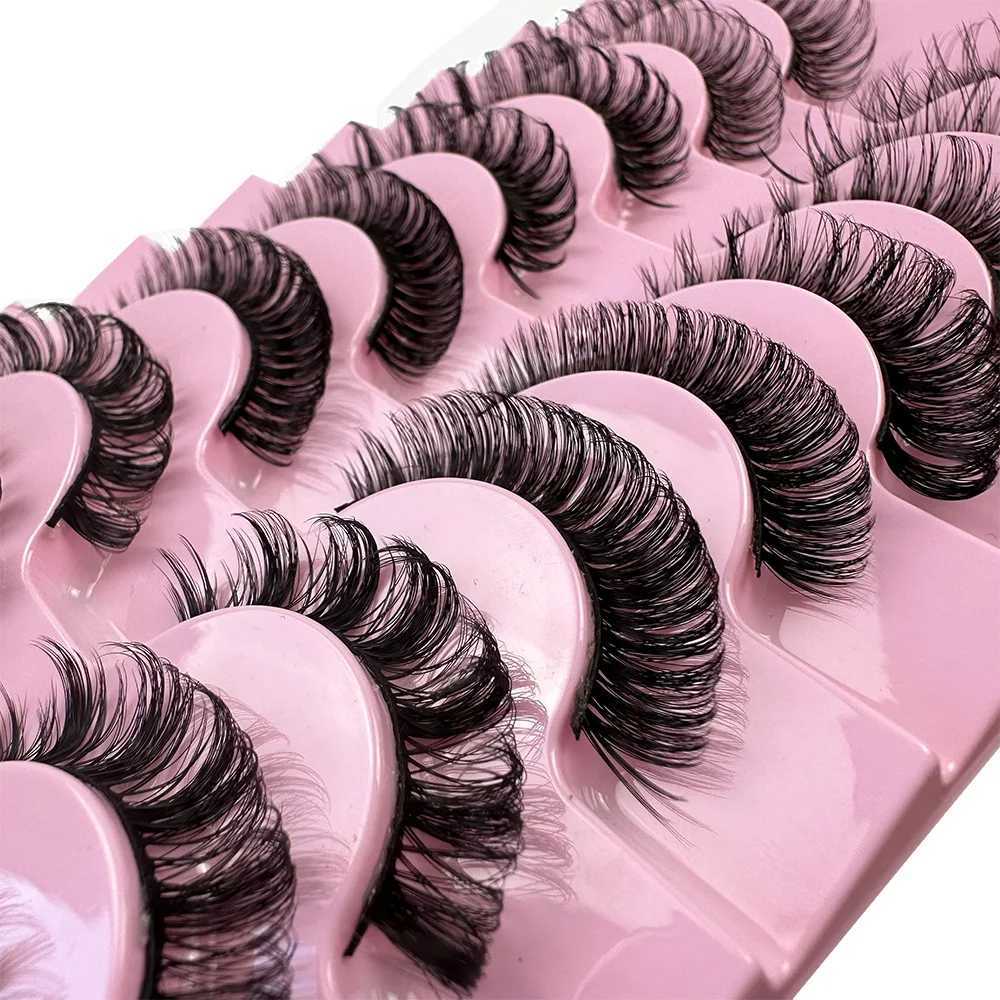 Russian 10 Pairs DD Curl Strip Lashes Fluffy Volume False Eyelashes DD Curl Dramatic Messy Faux Mink Fake Lashes Make UpXJ25872