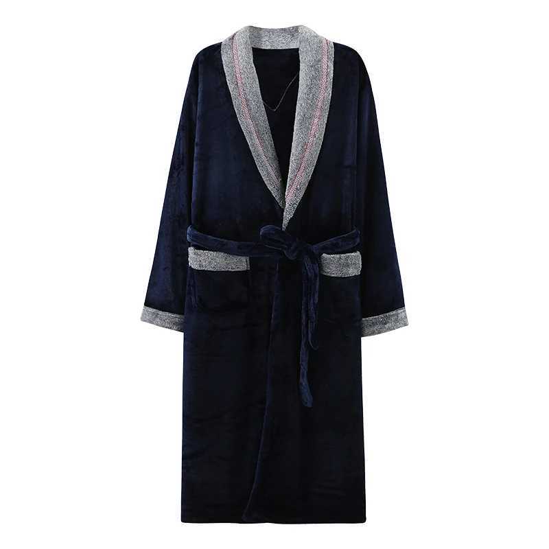 High Quality Men Bath Robe Warm Flannel Coral Fleece Bathrobe Male Dressing Gown Pijamas HombreXJ241018
