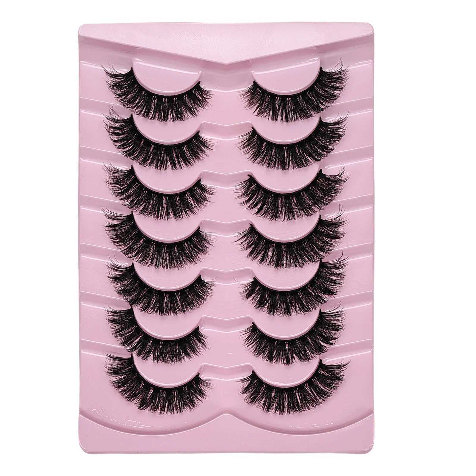 7 Pairs False Eyelashes Wispy Lashes Natural Look Fake Eyelashes Cat Eye Lashes Fake Fluffy Strip False Lashes PackXJ241019
