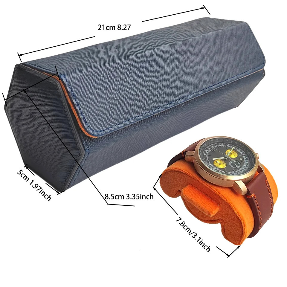 3-Slot Hexago Watch Roll Travel Box Portable Retro Leather Watch Display Box Storage Box Watch Organizer Mens Christmas Gift 241018