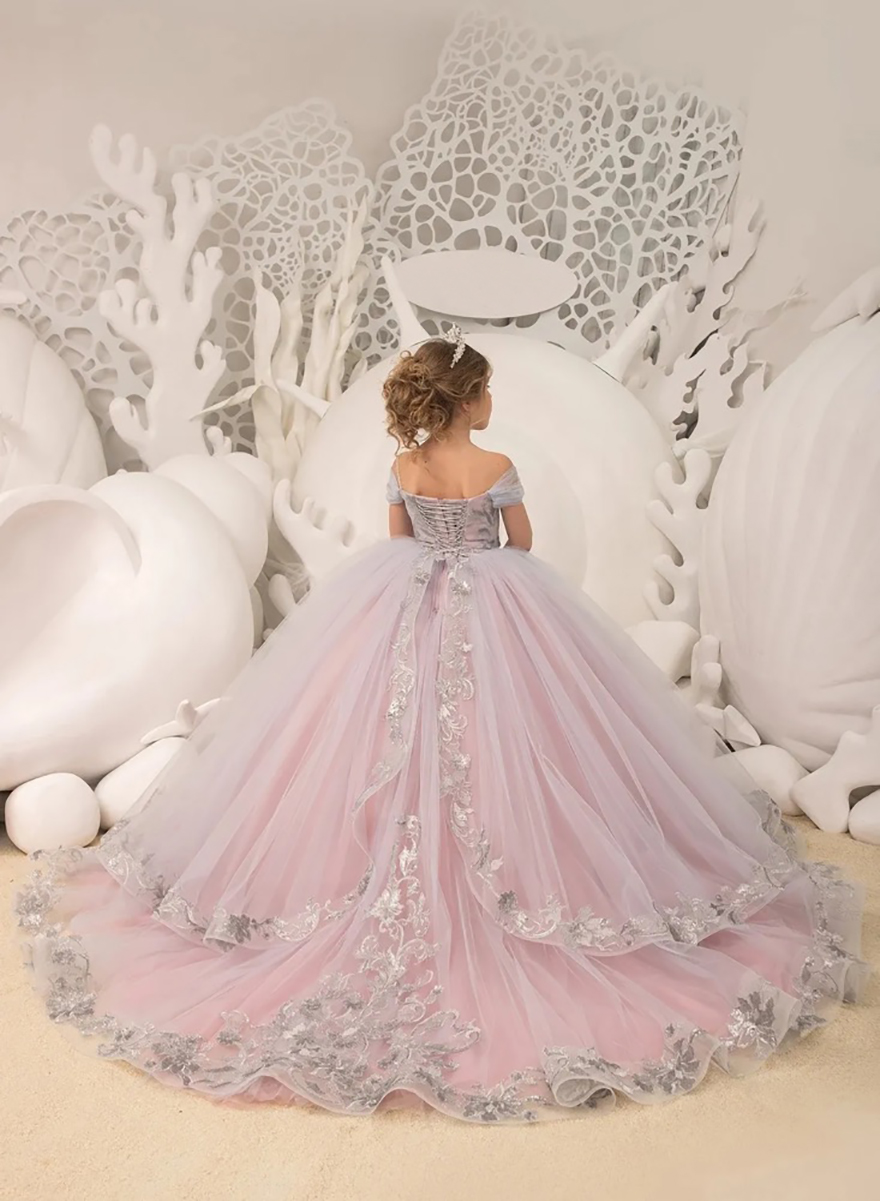 Tulle Ball Gown Toddler wer Girl Dresses Layered Ruffles Piping Purple Little Glitz Girls Pageant Dress