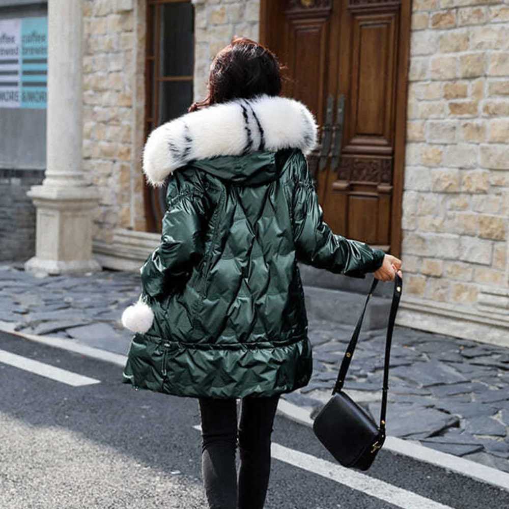 Women's Down Parkas Long Hooded Shiny Jacket For Womens Warm Parkas High Qualit Thicken XL-5XL Jackets Women Fashion Winter Coats Y241019FD8T
