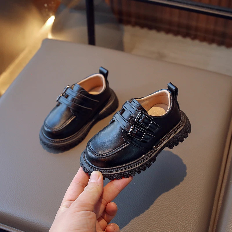 Kids Fall Leather Shoes Casual School Boys Girls Single Shoe Size 2130 Toddler black brown round toe casual shoes for kids 241018