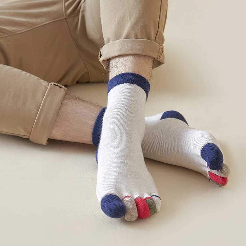 1 Pairs Man Sport Toe Ankle Socks Spring Autumn Cotton Patchwork Color Five Finger Socks Outdoor Running Yoga Socks Toe SocksXJ241019