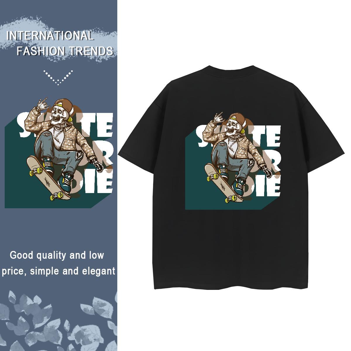 New T shirt 100% Cotton 230g Crew Neck Street Wear skateboarding Lady T shirt Wholesale Anime Print Clothes