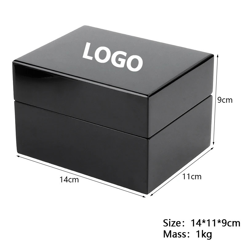 Piano paint smooth all black box watch storage medium density fiberboard wooden box watch jewelry organizer packaging box gift box customization 24101