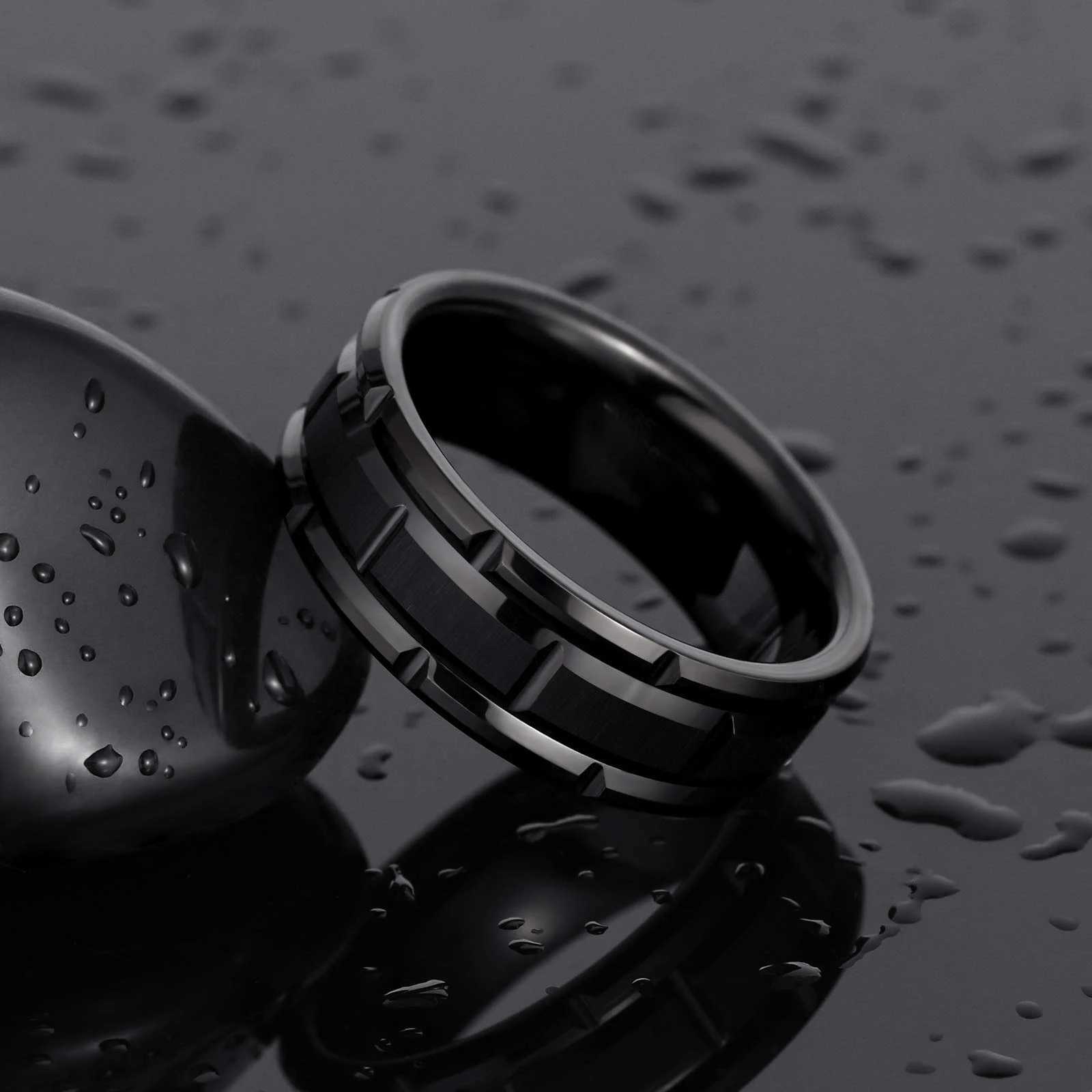 Fashion Jewelry Lover Gift Couple Ring Female Black Rhinestone Female Ring Set Fashion Mens Stainless Steel Ring Set Y241019