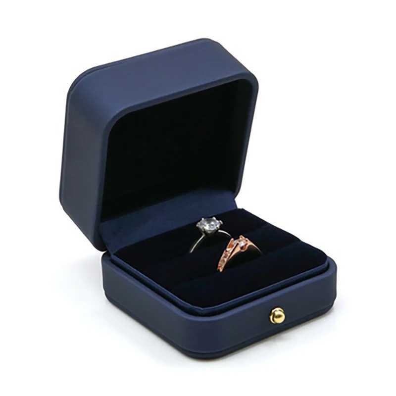 Valentines Day Ring Box Double Slot Ring Box Leather Velvet Portable Jewelry Bearing Frame Womens Wedding Anniversary Gift W241019