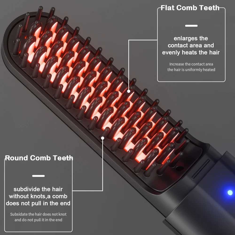 Cordless straightener for men fast heating electric straightener multifunctional wireless thermal comb W240807