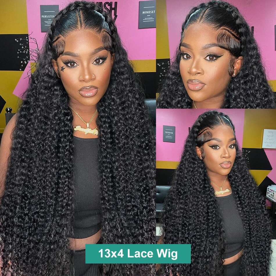 Deep Wave 13x6/13x4 Transparent Peruvian Front Human Cury 4x4 Lace Closure Wigs For Black Women Bg Hair