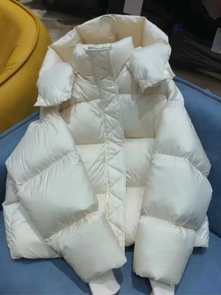 Womens Down Parkas New waterproof down cotton apron jacket hooded sweatshirt womens winter clothing Korean style puff jacket outerwear womens outerw Y