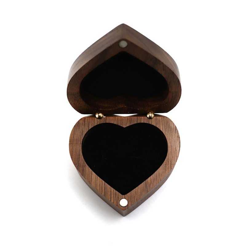 Black walnut engagement ring box solid wood heart-shaped ring organizer used for proposing wedding ceremony gifts W241019