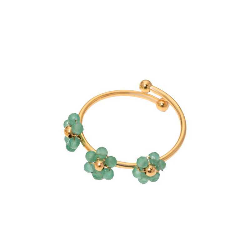 Cute Pink Zircon Wreath Womens Stainless Steel Jewelry Womens Summer Accessories Open Adjustable Couple Ring Gift Y241019