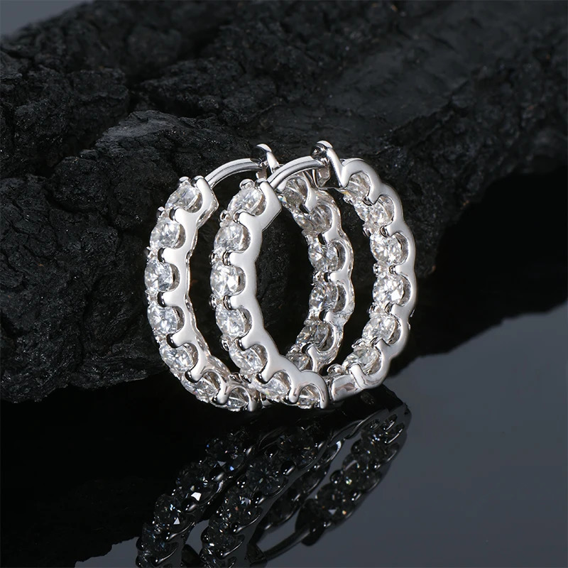 IOGOU Hoops 100% 925 sterling silver genuine m stud earrings used as sparkling jewelry gifts for women GRA certificate 241018