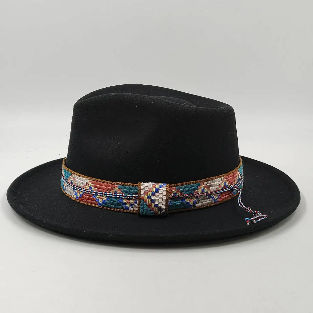Feather Fedoras Hat Mens and Womens Black Felt Wide Brim Jazz Hat Gentlemens Hat Plum Blossom 8 Poker Card Design Fedora Hat 241018