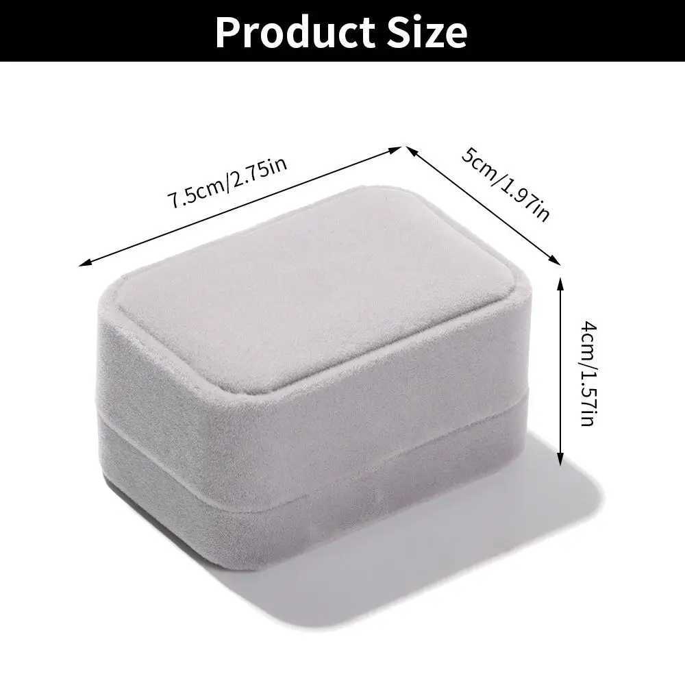 Square Velvet Bead Treasure Box Couple Double Ring Box Wedding Ring Display Box Storage Organizer Gift Packaging Box W241019
