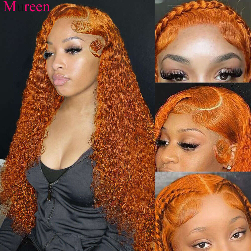 Orange Deep Ginger Wave Lace Frontal Wig Human Hair Water X Full Front For Women Wigs s