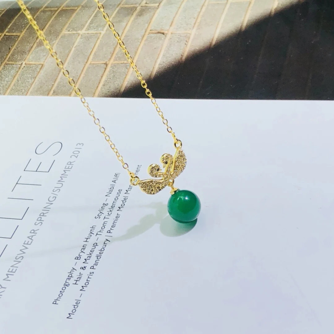 selling product Natural agate Chalcedony pendant Boutique inlaid jade jewelry necklace Exquisite gift accessories Send certificate 241018
