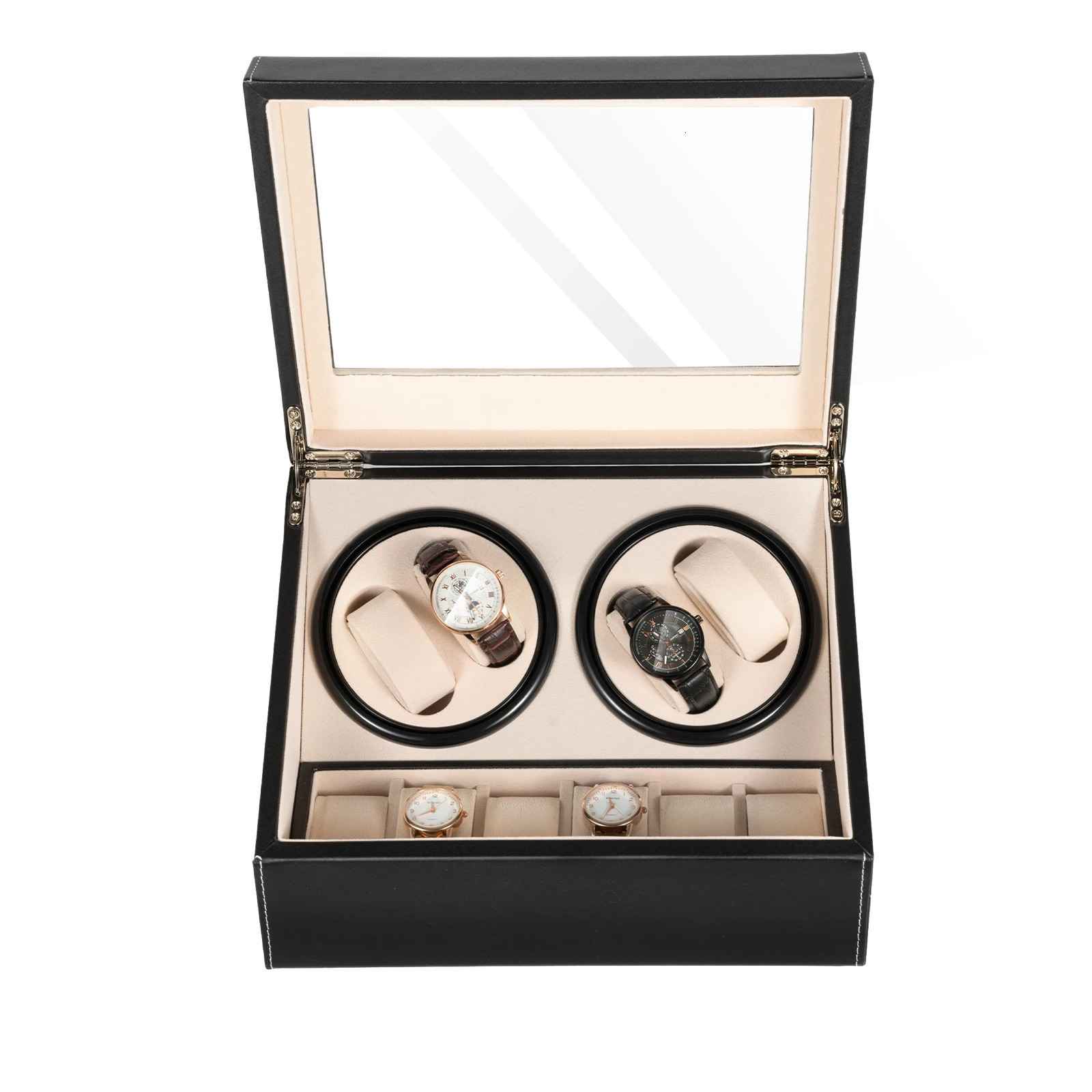 Four automatic watch boxes with 6 flexible watch pillows luxurious PU leather storage box fashionable home accessories 241018