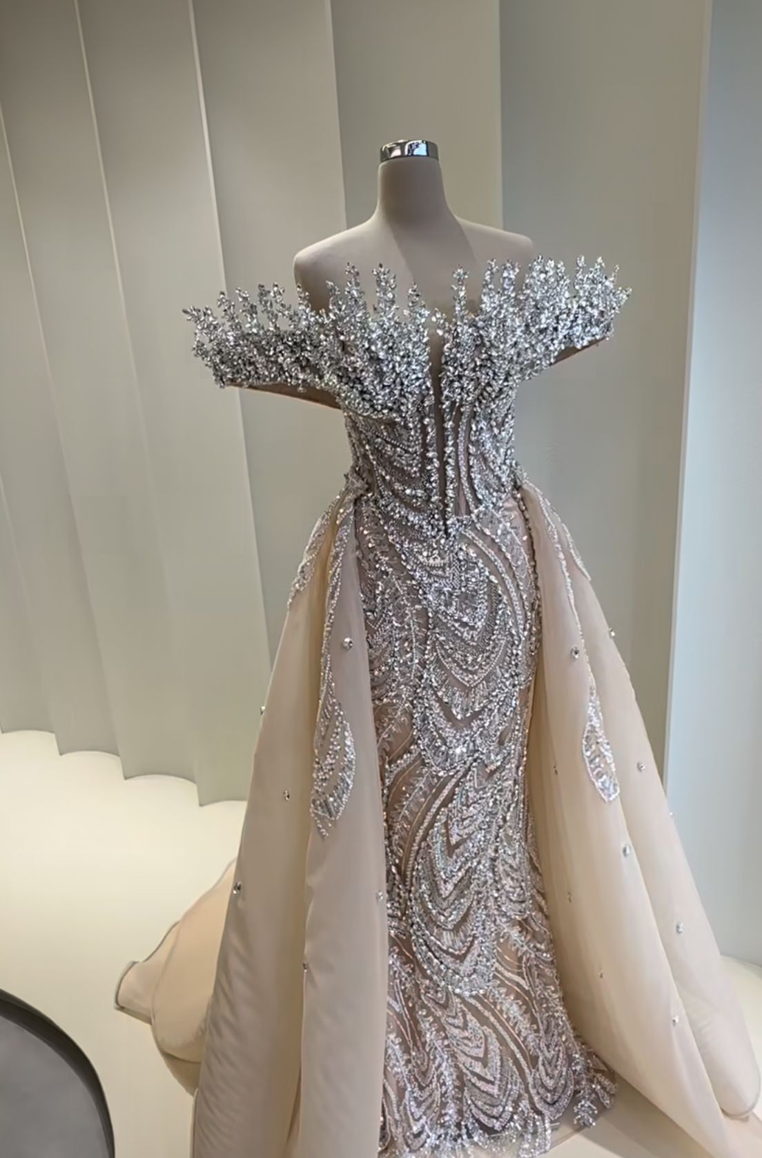 Aso Ebi 2024 Champagne Mermaid Prom Dresses Rhies Detachable Train Evening Formal Party Second Reception Birthday Gowns Dress For Special Ocns