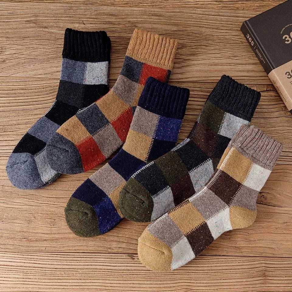 Polar Winter Warm Socks Man Super Thicker Solid Merino Wool Rabbit Heated Happy Socks Men Against Cold Snow Male Sock PairXJ241019