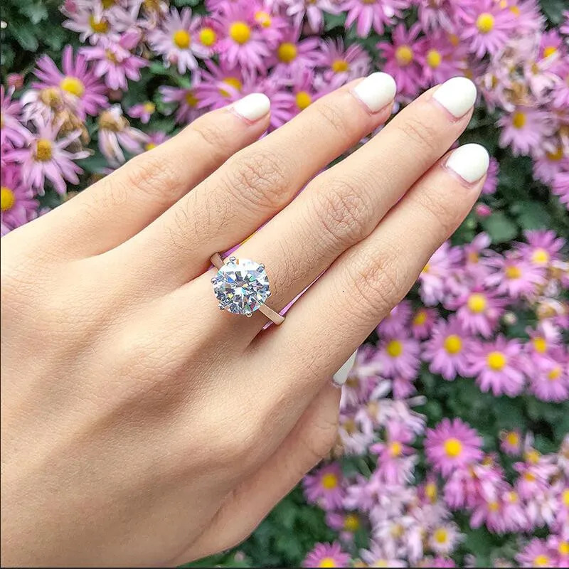 IOGOU 2-4ct Card Ring 925 Pure Silver Engagement Womens Jewelry Wedding Ring 241007