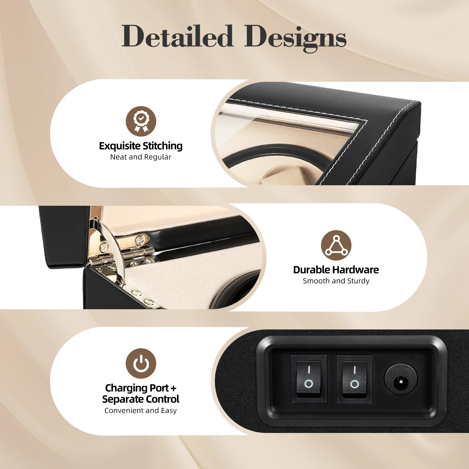 Four automatic watch boxes with 6 flexible watch pillows luxurious PU leather storage box fashionable home accessories 241018