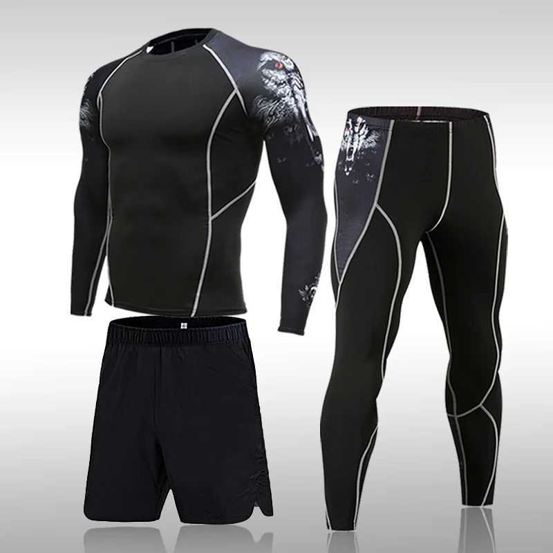 Mens compression sportswear quick drying inspiration fitness training MMA kit Rashguard mens sportswear jogging suit W241018
